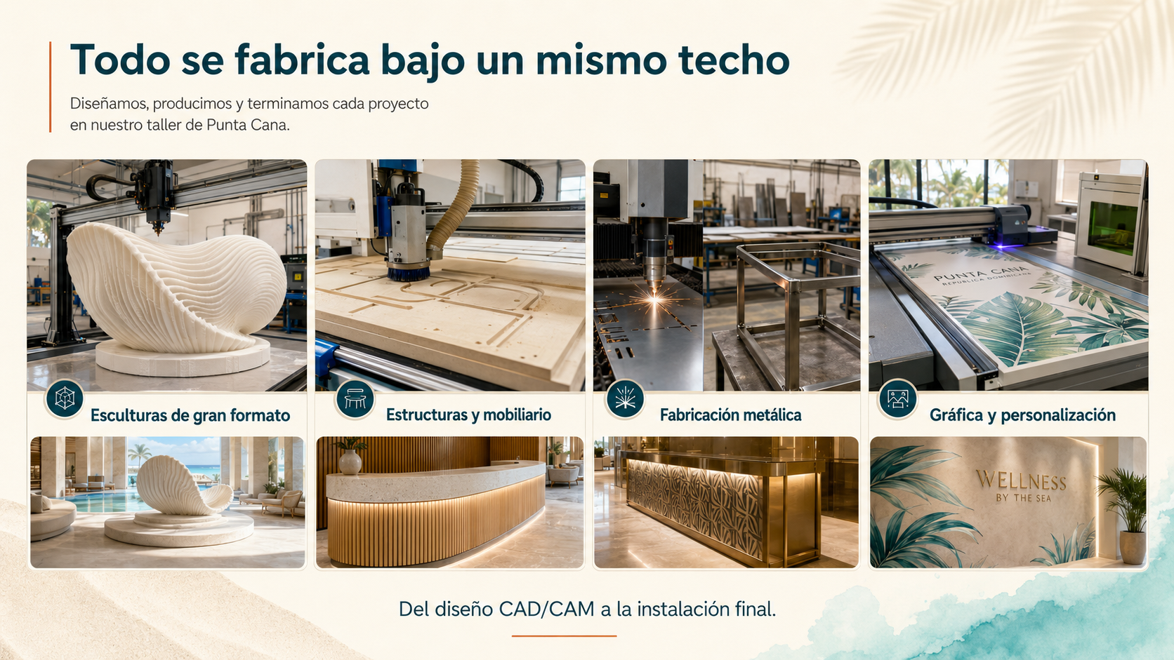 Capacidad interna de CCC para esculturas de gran formato, estructuras, fabricación metálica, gráfica y personalización